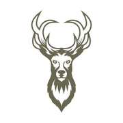 Delrin leather stamp design of a detailed stag head with large antlers and strong symmetrical features.