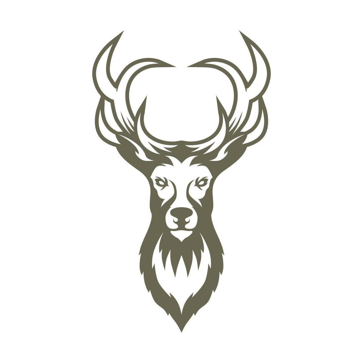Delrin leather stamp design of a detailed stag head with large antlers and strong symmetrical features.