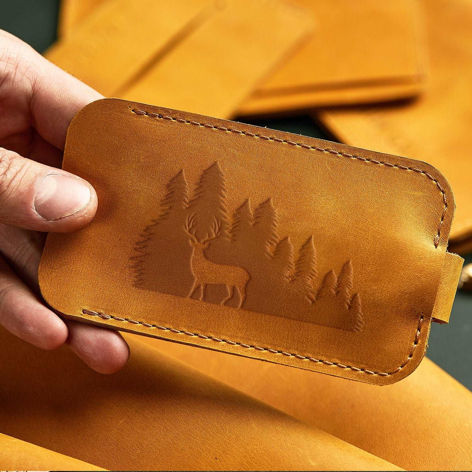 Deer in Forest Delrin Leather Stamp - All Good Leather Co.