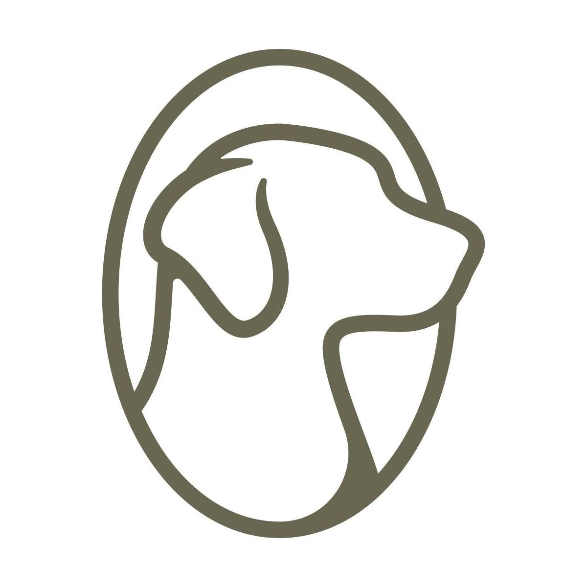 Minimalist dog silhouette inside an oval frame, featuring clean lines and a classic retriever or hound profile—perfect for pet lovers, dog trainers, and leathercraft projects.