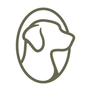 Minimalist dog silhouette inside an oval frame, featuring clean lines and a classic retriever or hound profile—perfect for pet lovers, dog trainers, and leathercraft projects.
