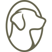 Minimalist dog silhouette inside an oval frame, featuring clean lines and a classic retriever or hound profile—perfect for pet lovers, dog trainers, and leathercraft projects.