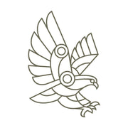 Delrin leather stamp design of a geometric bird in flight with clean, evenly weighted line details.
