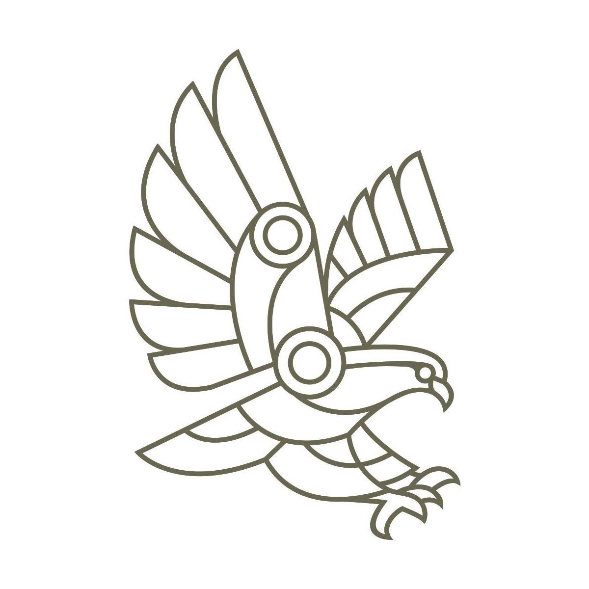 Delrin leather stamp design of a geometric bird in flight with clean, evenly weighted line details.