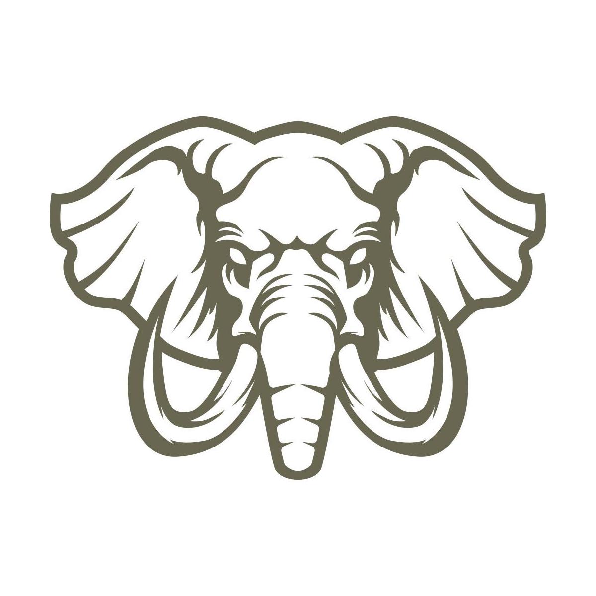 Delrin leather stamp design featuring a detailed elephant head with large ears and curved tusks.