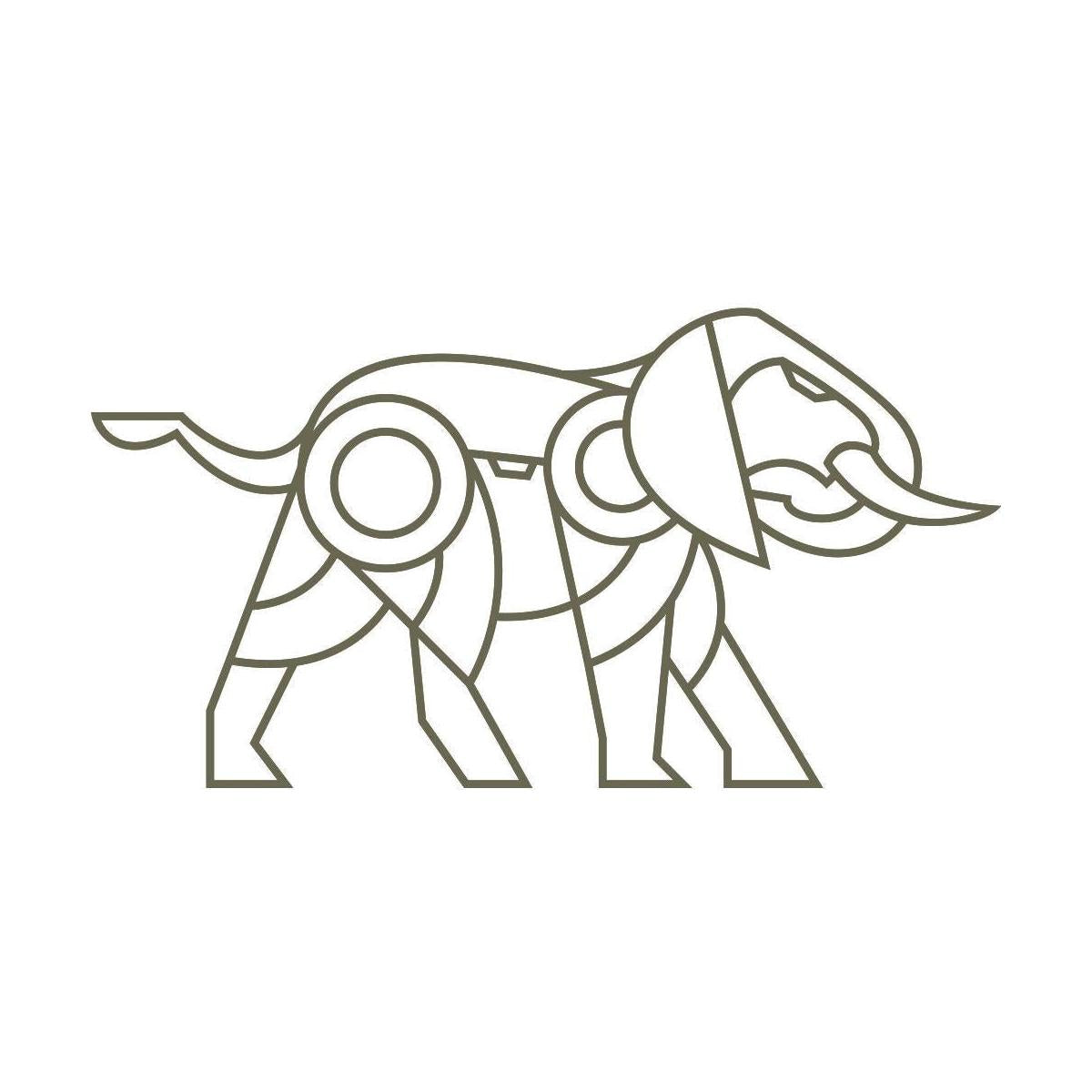 Delrin leather stamp design of a geometric elephant with clean, evenly weighted line details.