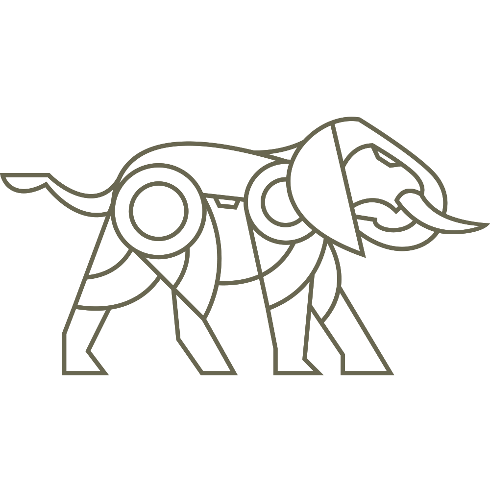 Delrin leather stamp design of a geometric elephant with clean, evenly weighted line details.