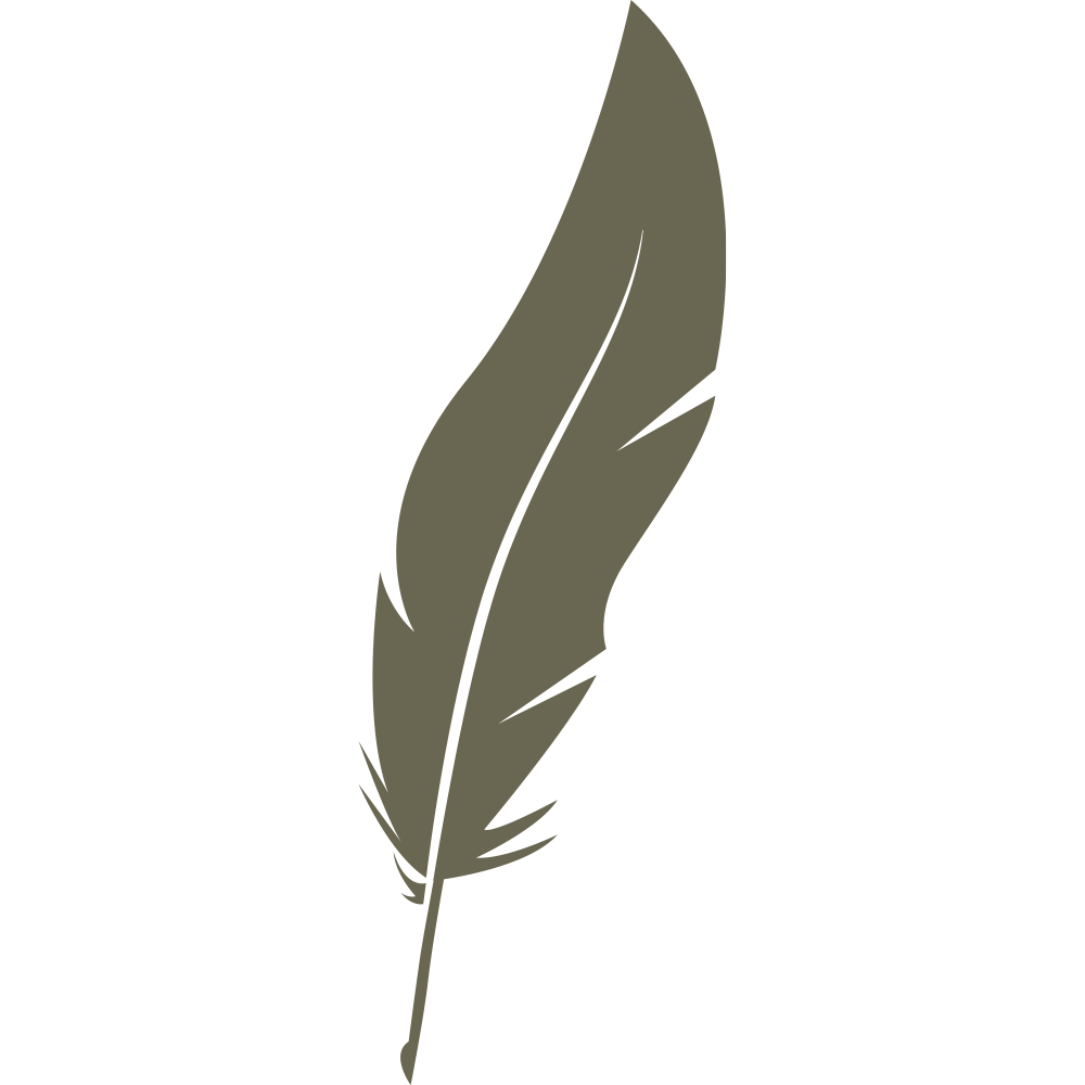 Minimal feather illustration with a slender quill and flowing shape, designed for use as a Delrin leather stamp.