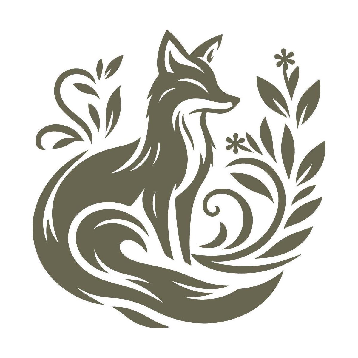 Fox with Flowers Delrin Leather Stamp - All Good Leather Co.
