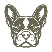 Delrin leather stamp featuring a detailed French Bulldog design, perfect for dog-themed leatherworking projects.