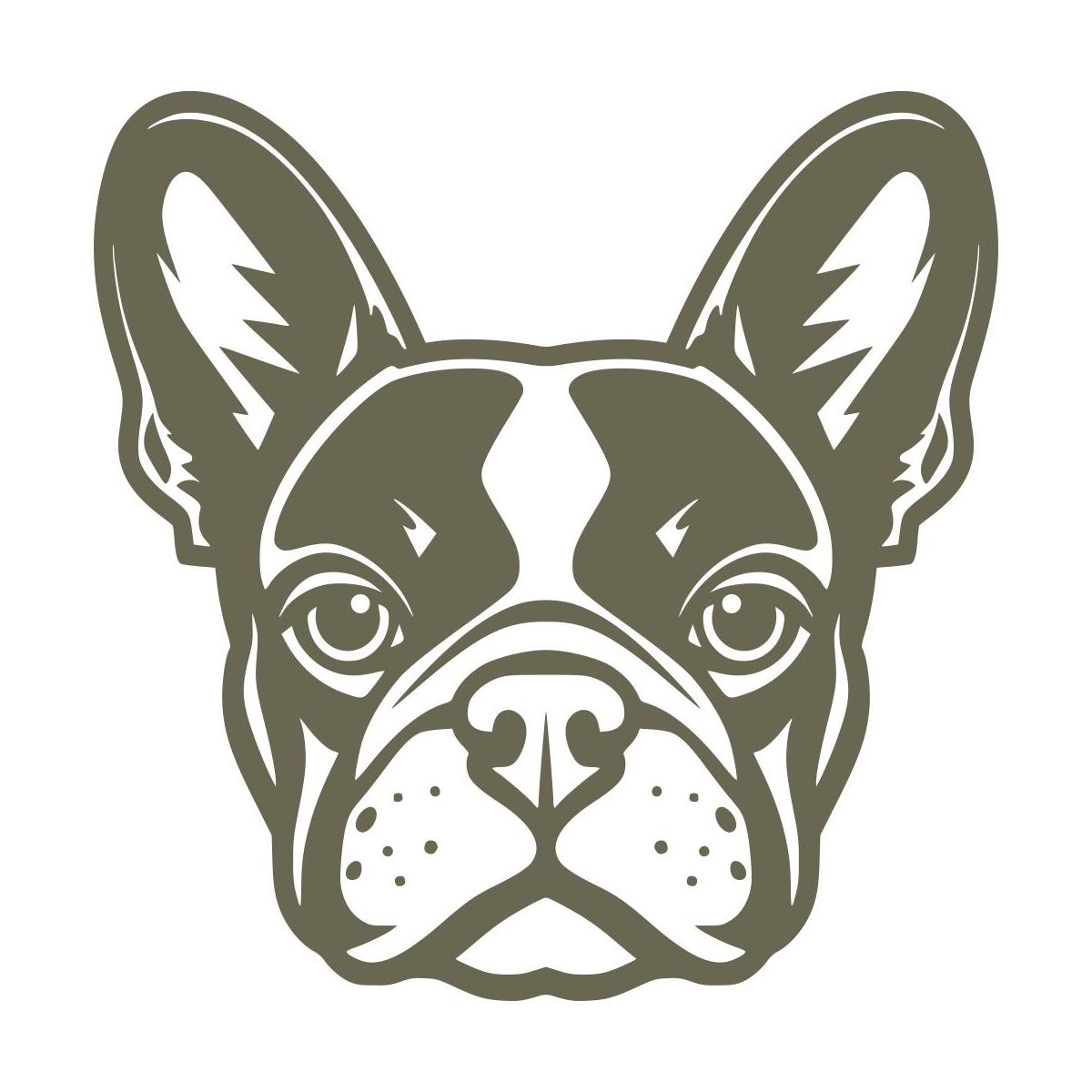 Delrin leather stamp featuring a detailed French Bulldog design, perfect for dog-themed leatherworking projects.