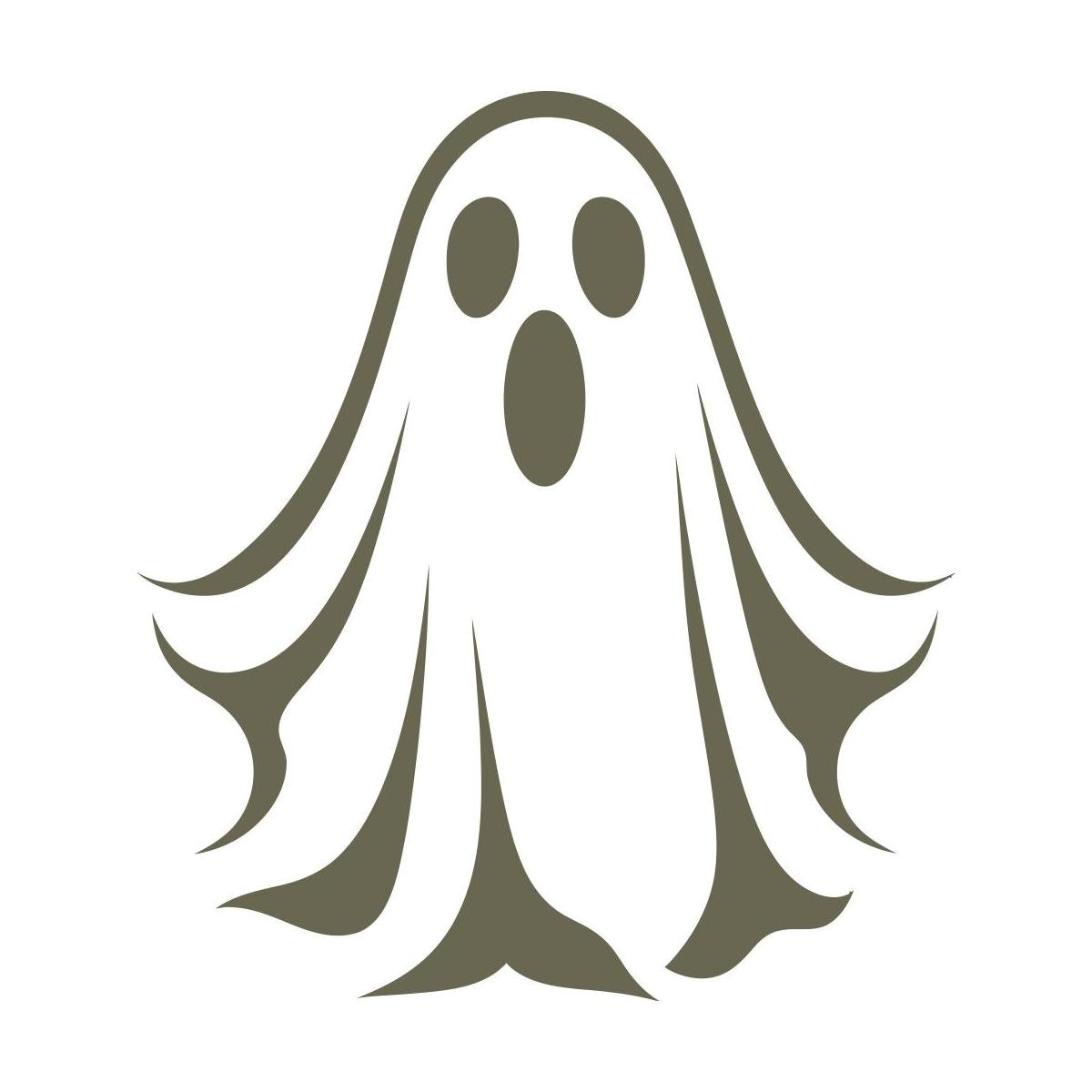 Simple ghost design with flowing draped fabric and an expressive open-mouthed face—perfect for Halloween, spooky decorations, and eerie-themed projects.