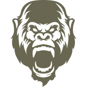 Delrin leather stamp design of a fierce gorilla head with bold facial features and an open mouth.