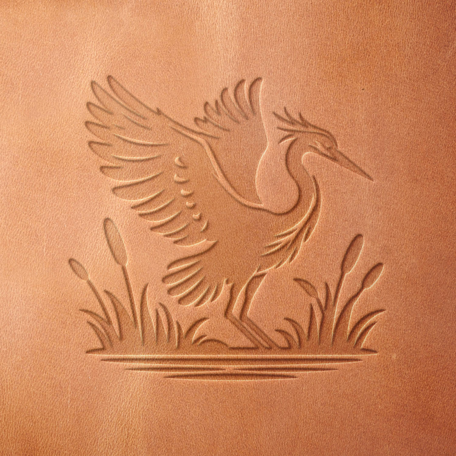 Heron in Lake Delrin Leather Stamp - All Good Leather Co.