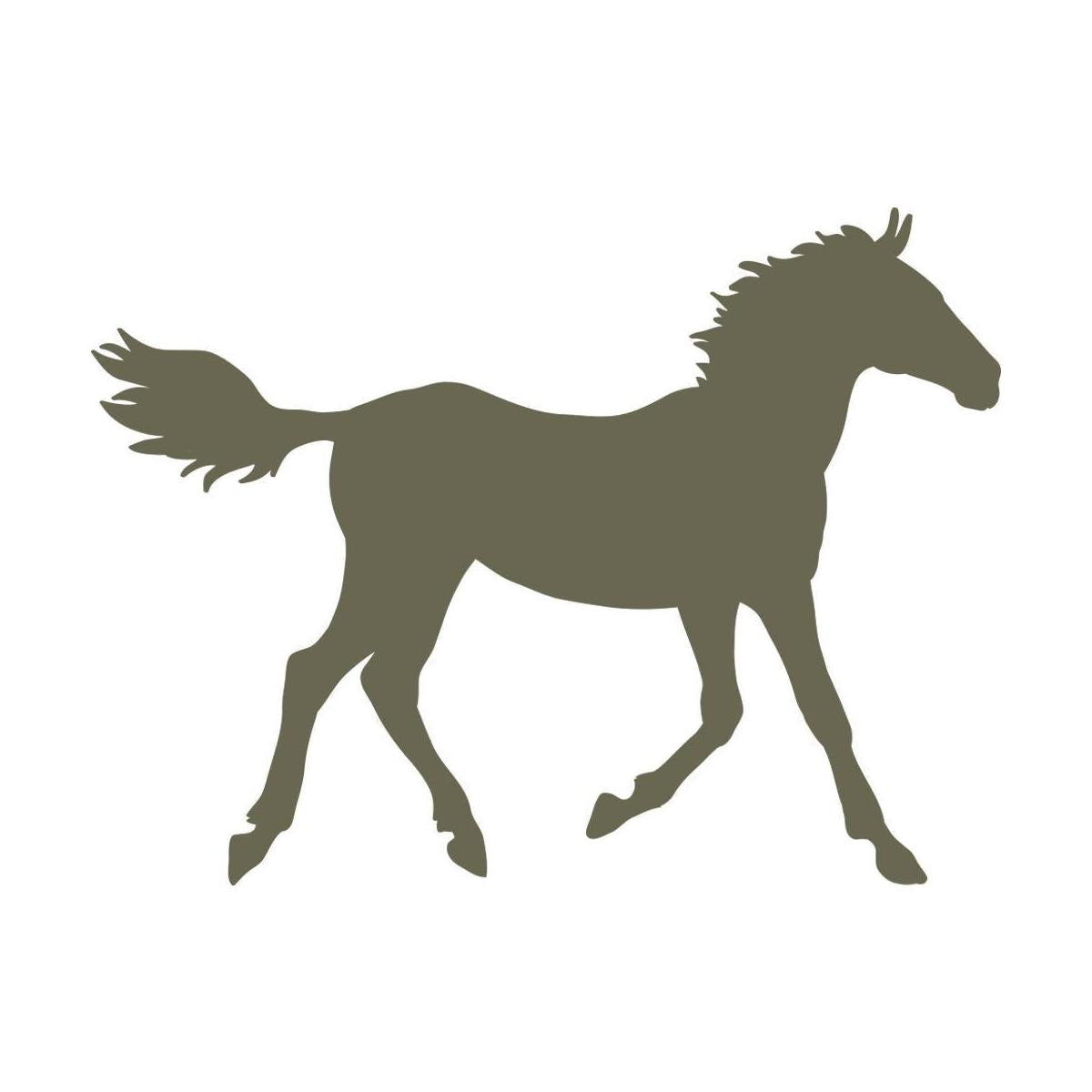 Delrin leather stamp design of a walking horse in a clean silhouette style.
