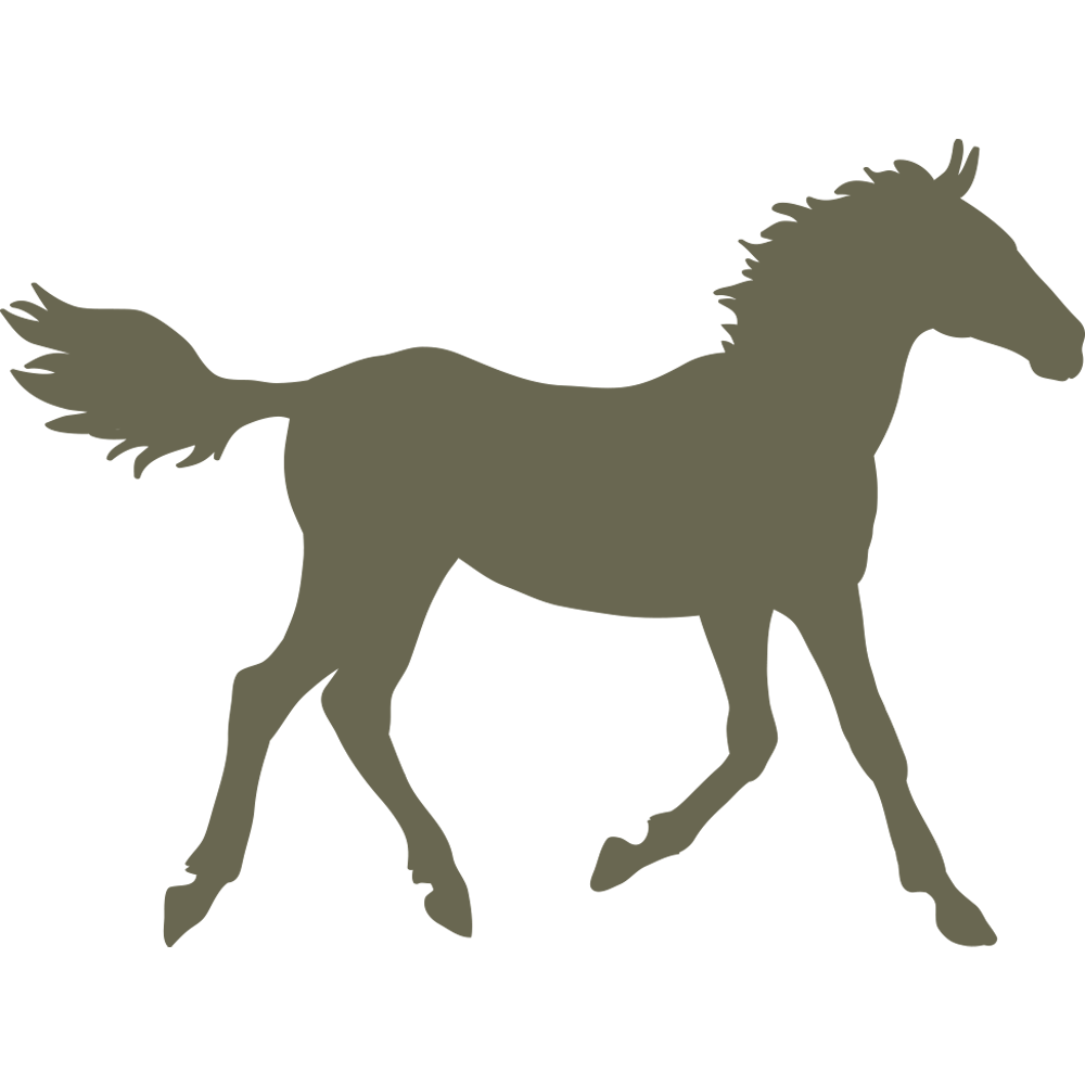 Delrin leather stamp design of a walking horse in a clean silhouette style.