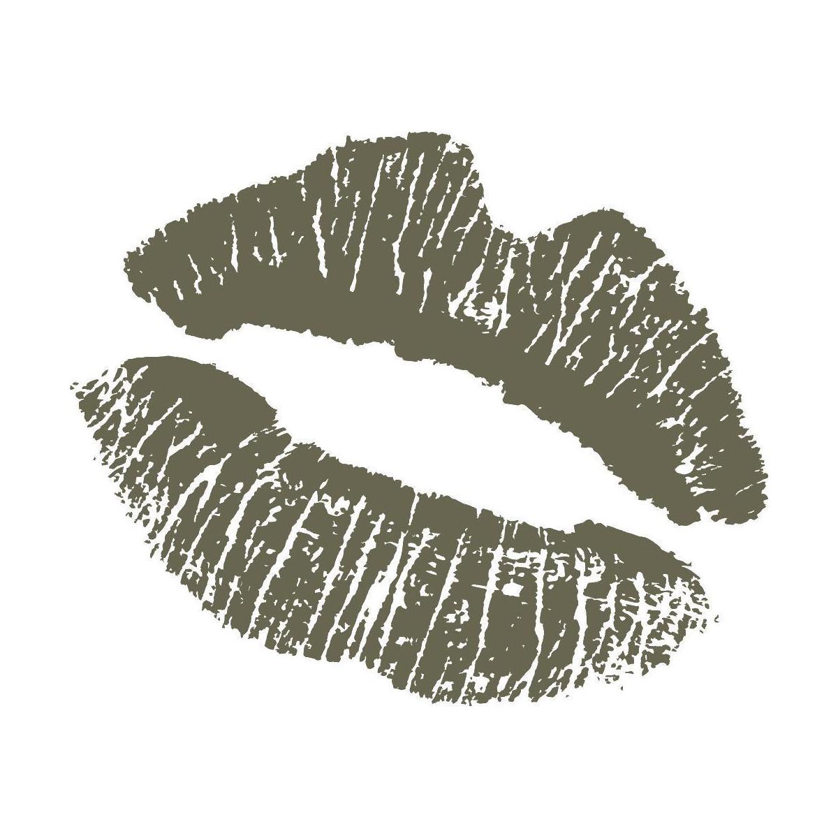 Delrin leather stamp design of textured lipstick kiss marks with detailed lip lines.