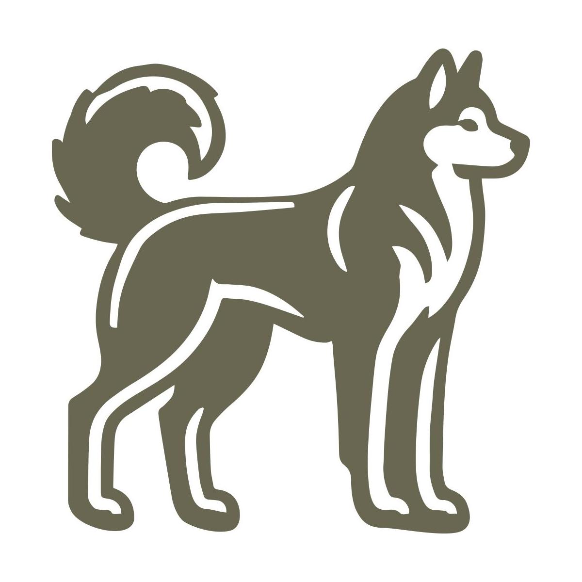 Bold Siberian Husky design showcasing the breed's strong build, curled tail, and alert expression—ideal for dog lovers and leathercraft projects.