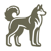 Bold Siberian Husky design showcasing the breed's strong build, curled tail, and alert expression—ideal for dog lovers and leathercraft projects.