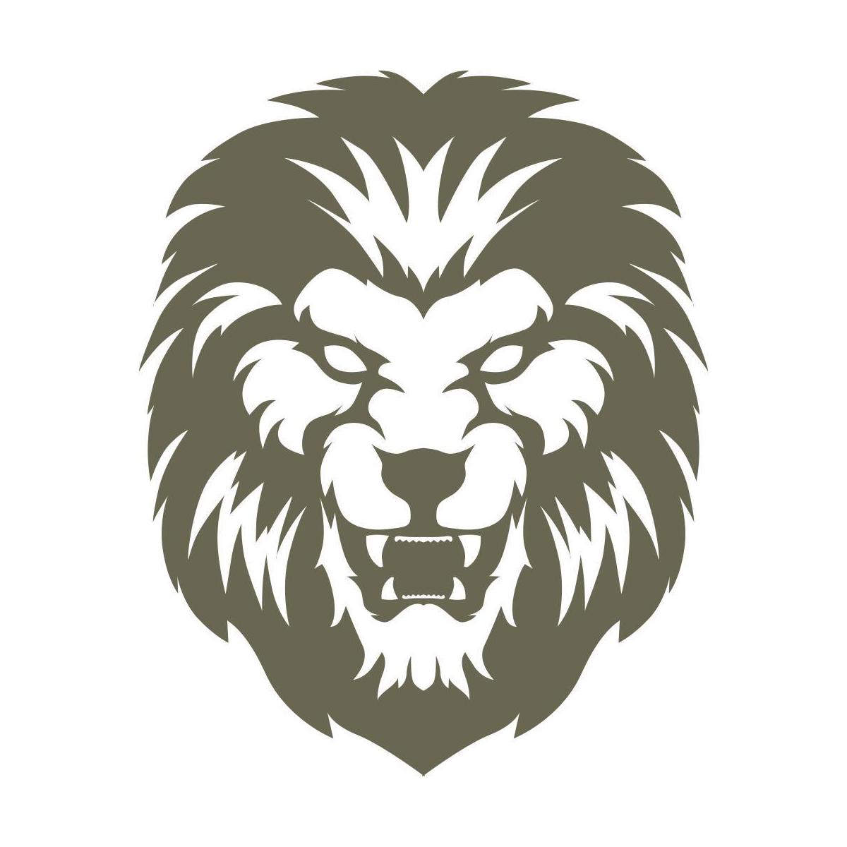 Delrin leather stamp design of a detailed lion head with a full mane and intense facial expression.
