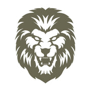 Delrin leather stamp design of a detailed lion head with a full mane and intense facial expression.