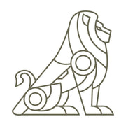 Delrin leather stamp design of a geometric lion in a seated pose with clean, evenly weighted line details.