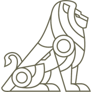 Delrin leather stamp design of a geometric lion in a seated pose with clean, evenly weighted line details.