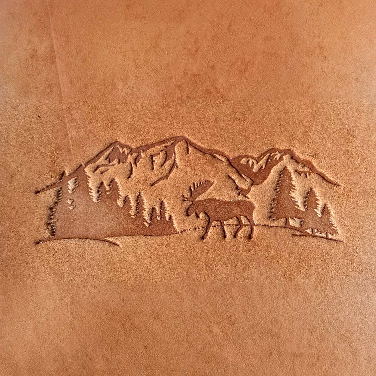 Moose in Forest Delrin Leather Stamp - All Good Leather Co.