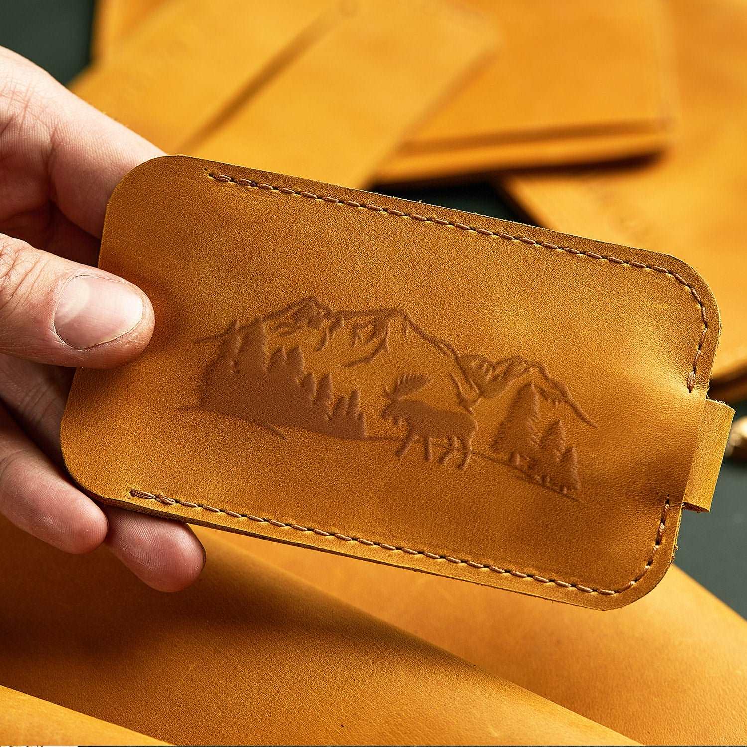 Moose in Forest Delrin Leather Stamp - All Good Leather Co.