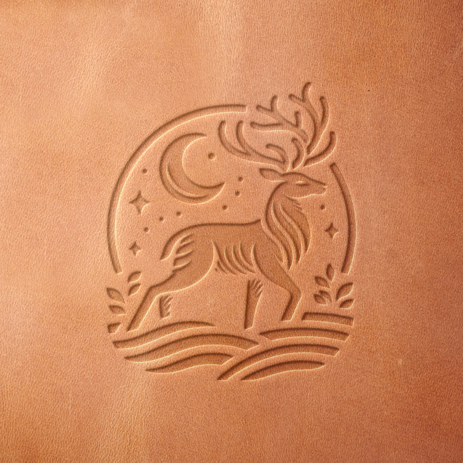 Night Deer Scene Delrin Leather Stamp - All Good Leather Co.