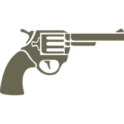 Delrin leather stamp design of a classic revolver handgun shown in a bold silhouette style.