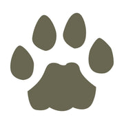 Simple paw print silhouette illustration, designed for use as a Delrin leather stamp.