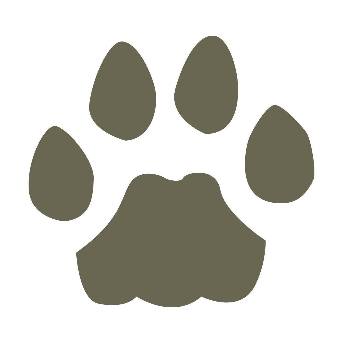 Simple paw print silhouette illustration, designed for use as a Delrin leather stamp.