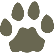 Simple paw print silhouette illustration, designed for use as a Delrin leather stamp.
