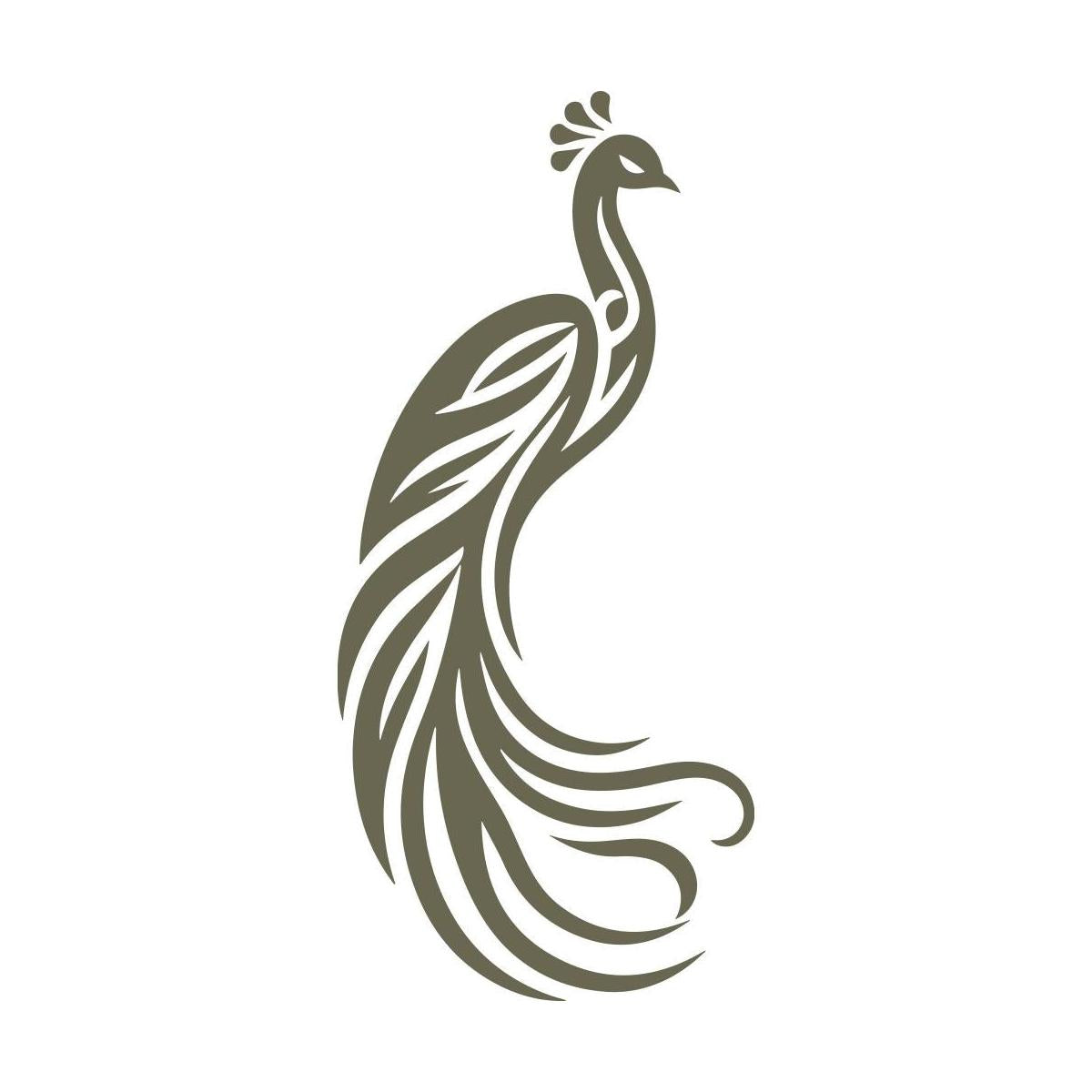 Elegant peacock design with flowing feathers and a regal posture, ideal for leathercraft, custom engraving, and decorative art projects.