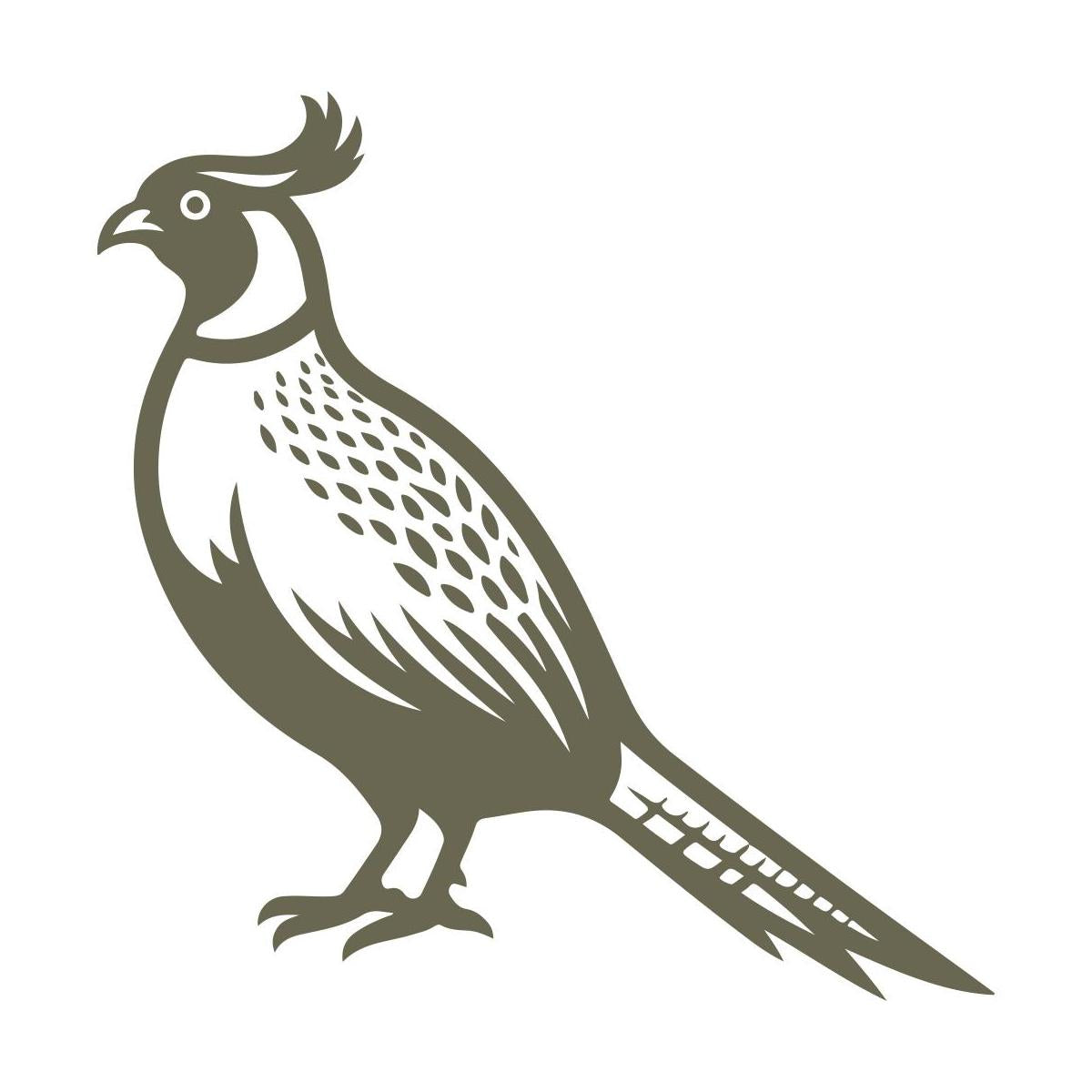 Detailed pheasant design featuring an elegant crest, long tail feathers, and intricate plumage—perfect for wildlife and hunting-themed leathercraft.