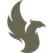 Stylized phoenix silhouette with sweeping wings and flowing curves, designed for a Delrin leather stamp.