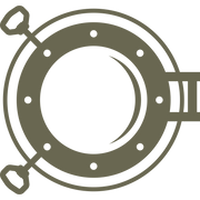 Nautical porthole design with a circular frame, rivets, and handle details, evoking the classic look of ship windows.