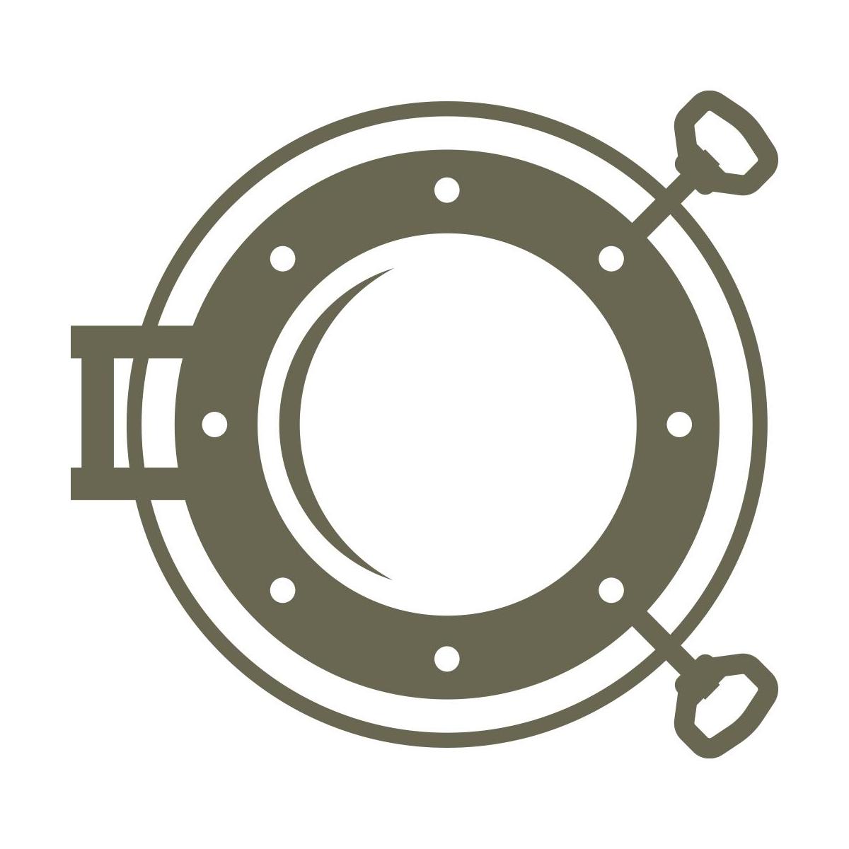 Nautical porthole design with a circular frame, rivets, and handle details, evoking the classic look of ship windows.