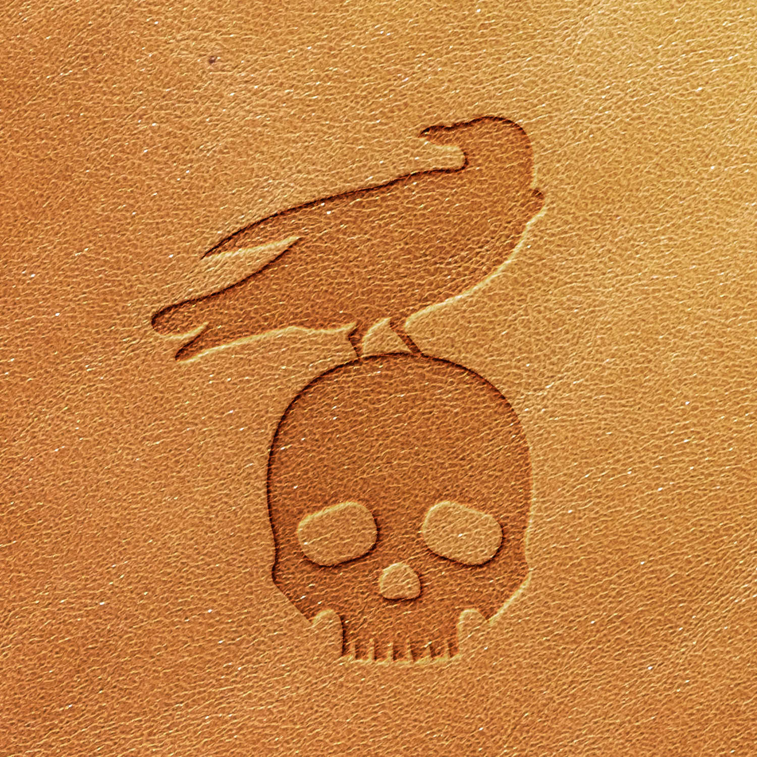 Raven on Skull Delrin Leather Stamp - All Good Leather Co.