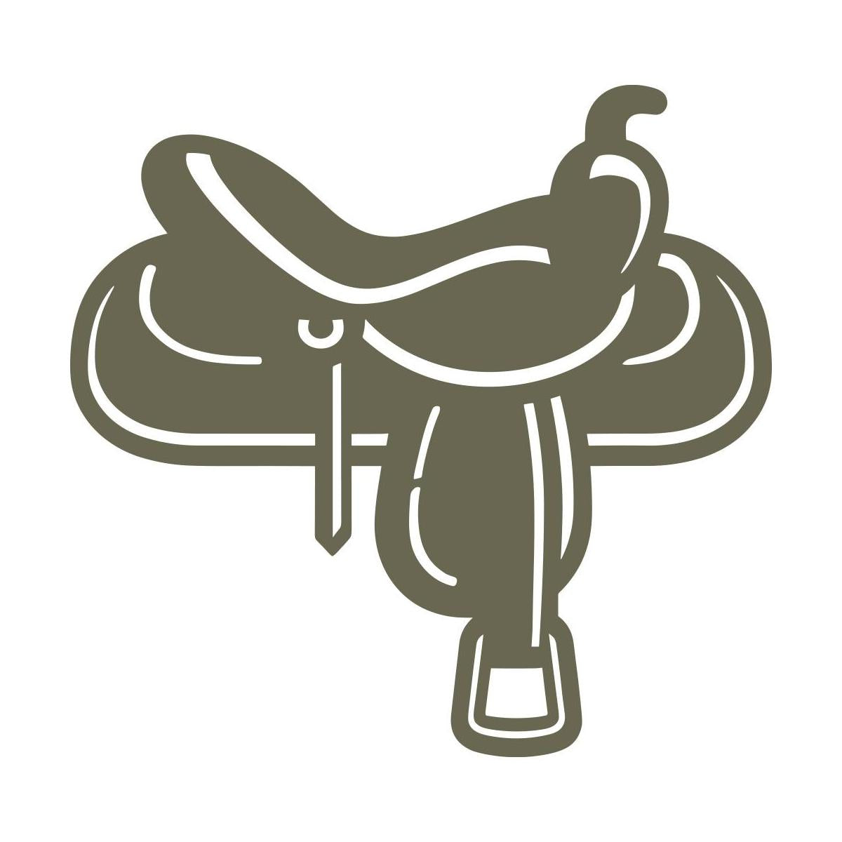 Classic western saddle design featuring intricate details, stirrups, and a curved seat—perfect for cowboy, rodeo, and equestrian-themed leathercraft.