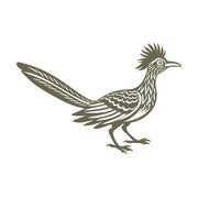 Detailed roadrunner design showcasing its distinctive crest, long tail, and alert stance—perfect for Southwestern-inspired leathercraft and wildlife enthusiasts.