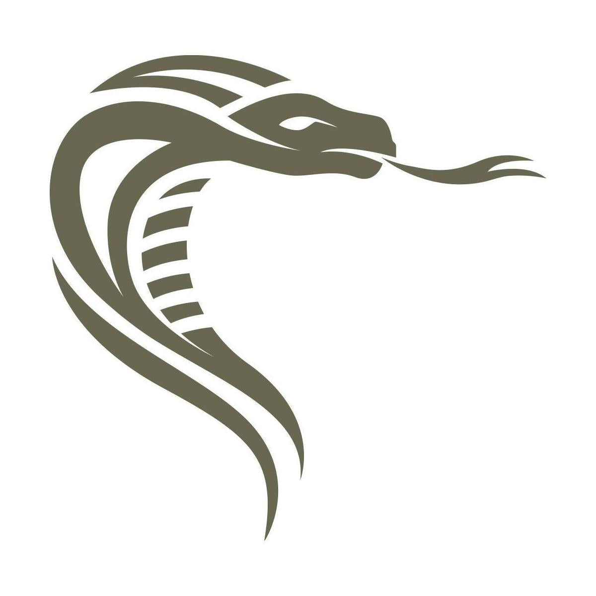 Stylized snake head illustration designed for a Delrin leather stamp.