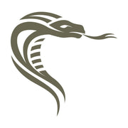 Stylized snake head illustration designed for a Delrin leather stamp.