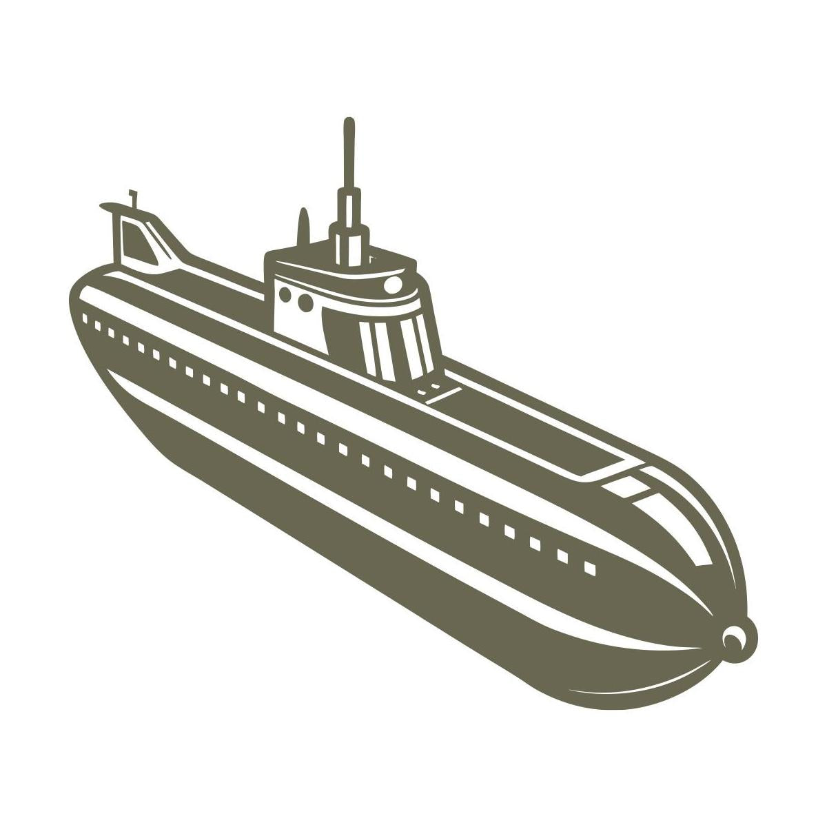 Detailed submarine design featuring a classic military-style vessel with a periscope and streamlined structure, ideal for nautical, naval, and maritime-themed projects.