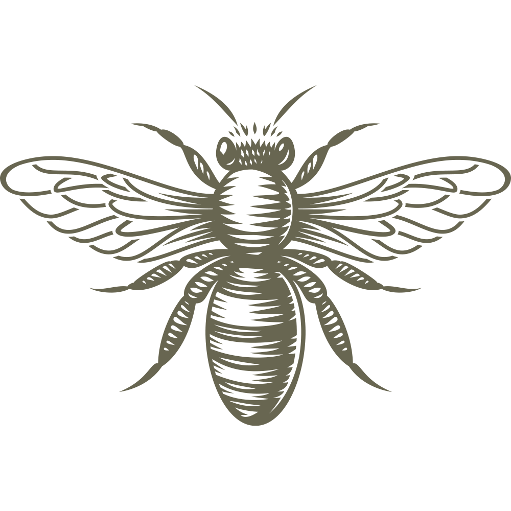 A Bee Delrin Leather Stamp in solid grey.