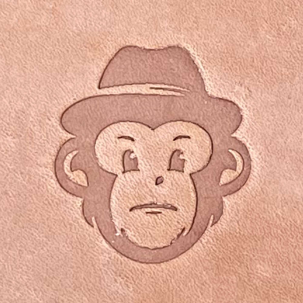 Chimp with Hat Delrin Leather Stamp