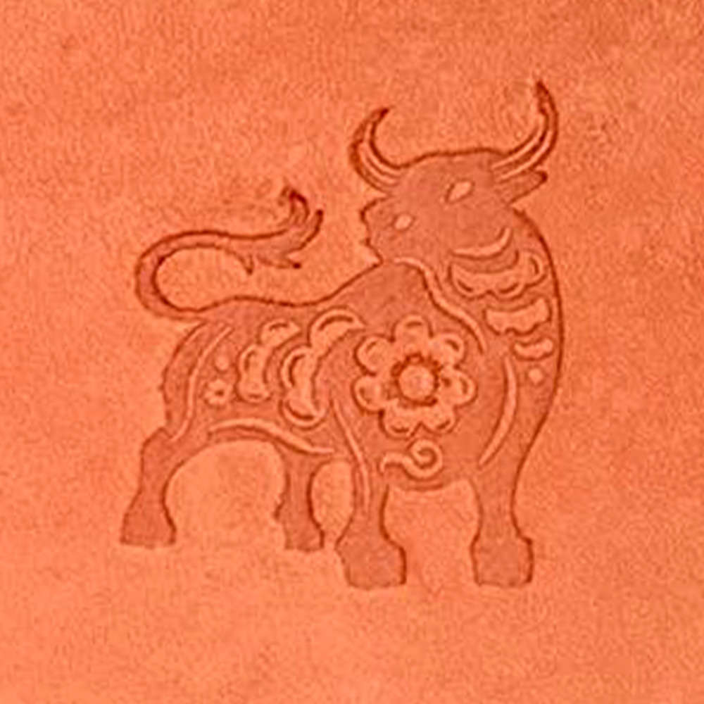 Chinese Zodiac Ox Delrin Leather Stamp