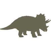 Silhouette illustration of a triceratops dinosaur with three horns and a large frill, designed for use as a Delrin leather stamp.
