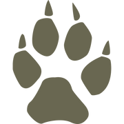 Silhouette illustration of an animal paw print with visible claw marks, designed for use as a Delrin leather stamp.
